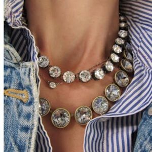 Jcrew Swarovski crystal dot necklace in gold.